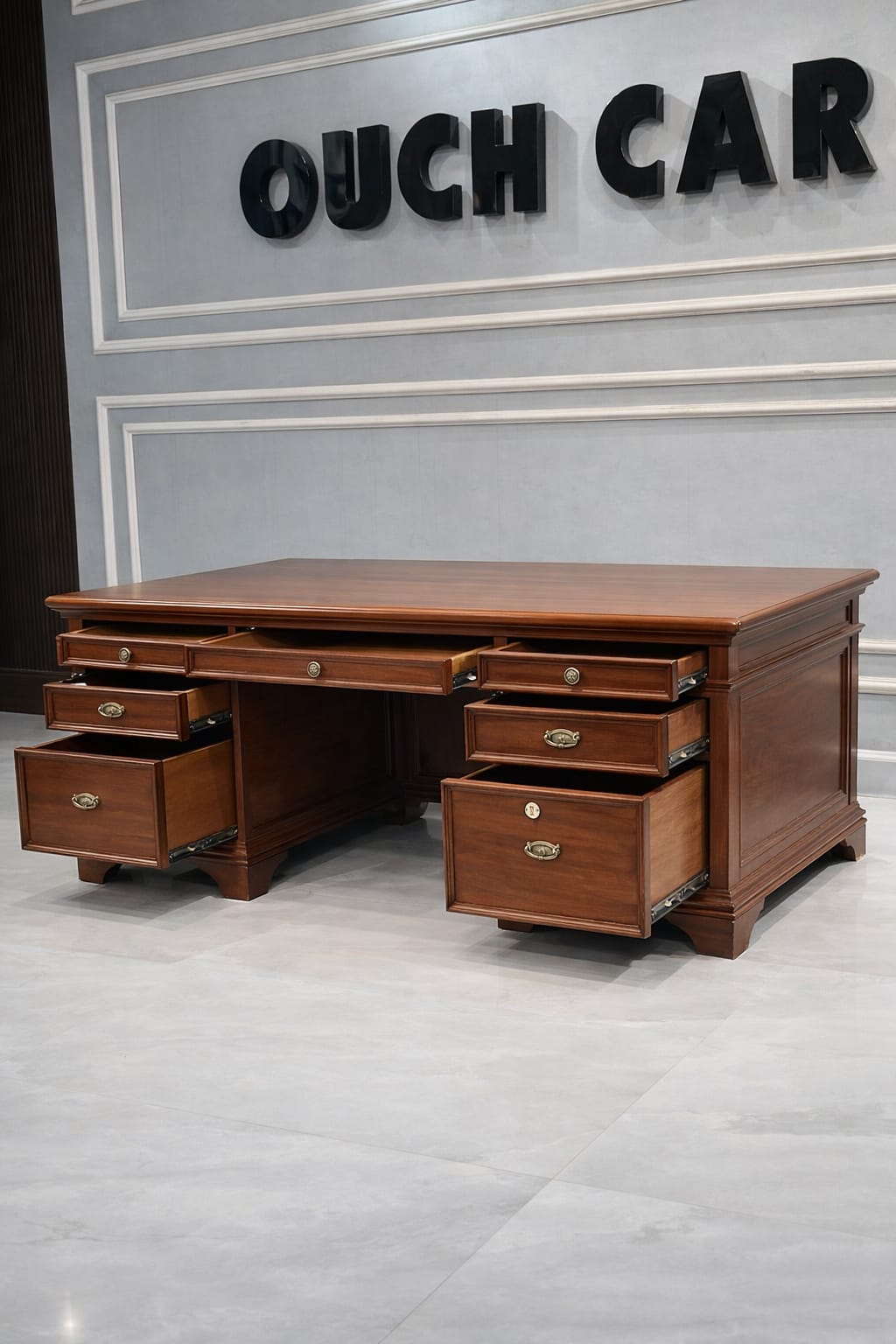 Classic Wooden Executive Office Table with Storage Drawers | Premium Work Desk - Image 5