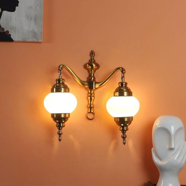 Fusty Aluminium Gold 2 Wall Lights - 1