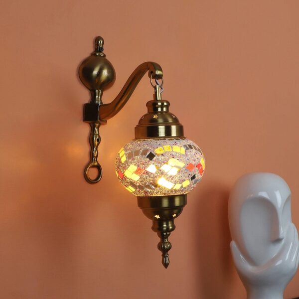 Gold And Multicolour Aluminium Wall Light - 1