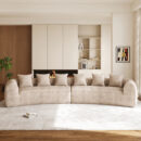Curved Sectional Sofa with 6 Pillows – Modern Chenille Fabric Modular Couch