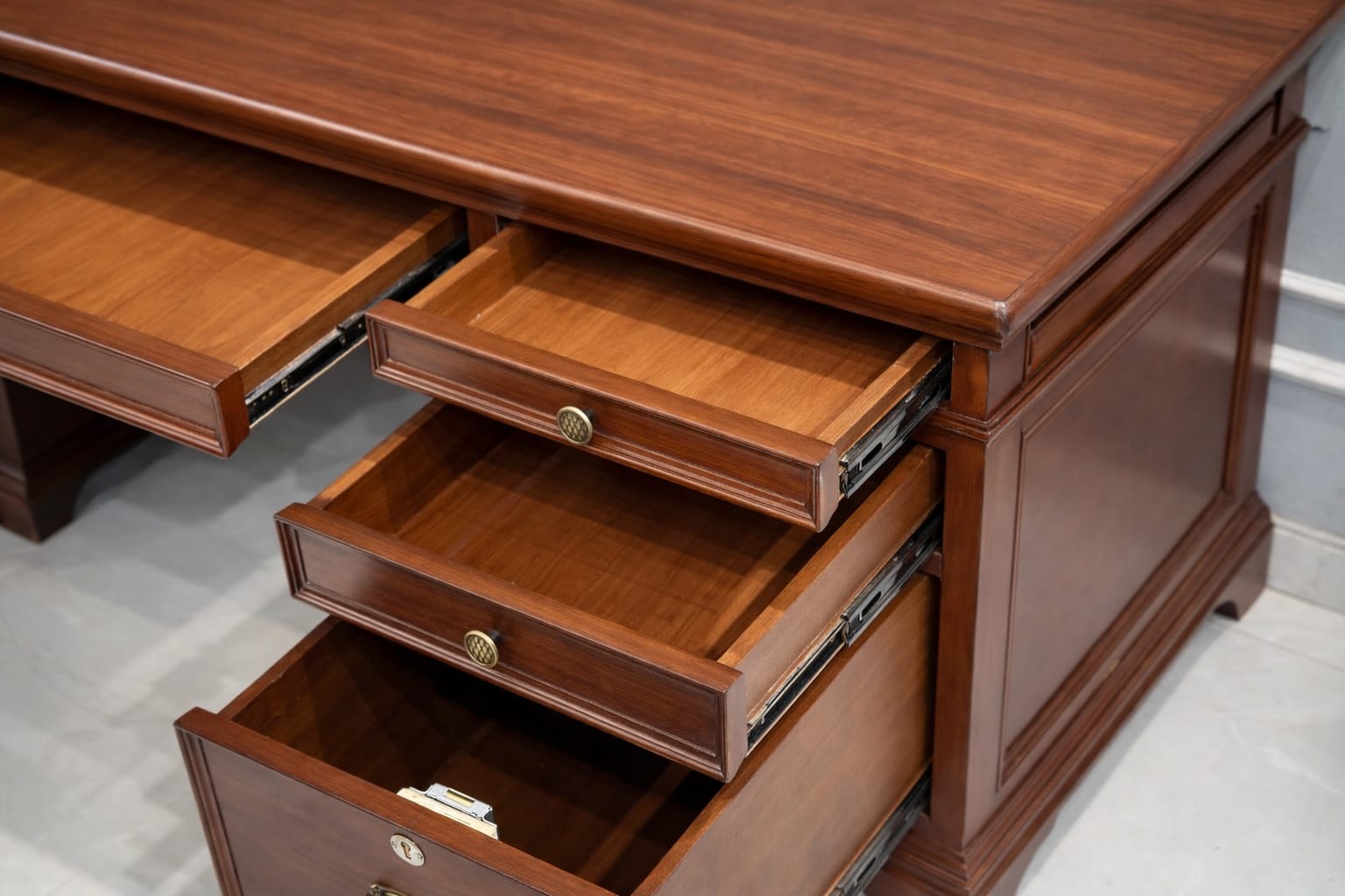 Classic Wooden Executive Office Table with Storage Drawers | Premium Work Desk - Image 7