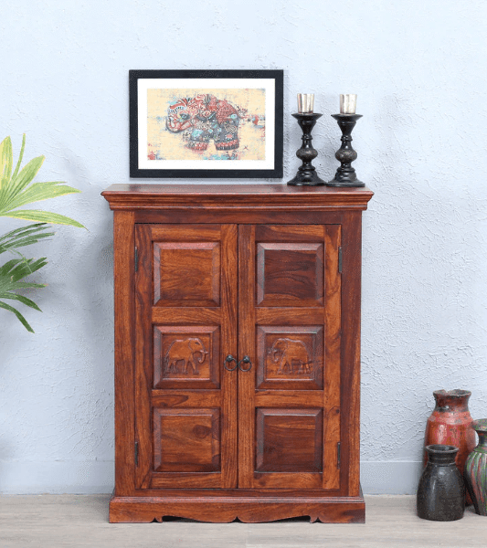 sheesham wood double door Almirah Shape cabinet holder - Variant 1