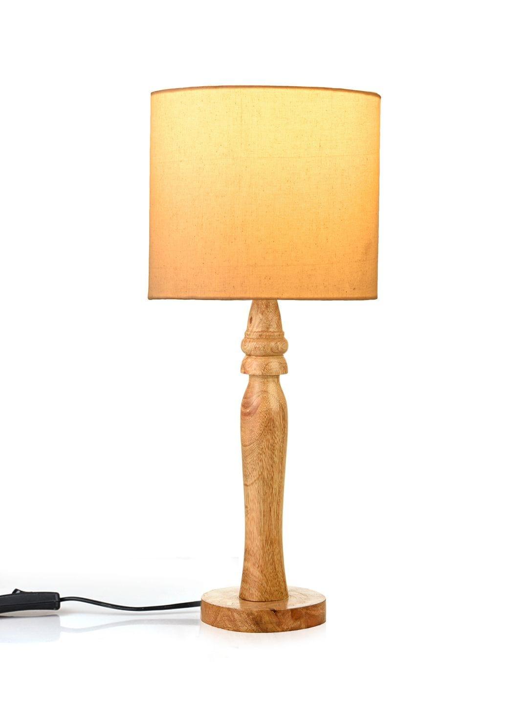 Round Brown Lamp with White Cotton Shade - 1 - Image 3