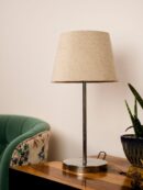 Metal Chrome Finish Lamp with Smare Taper Brown Shade - 1