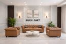 Luxury Chesterfield Leather Sofa Set – 3 Seater & Armchairs | Premium Living Room Furniture