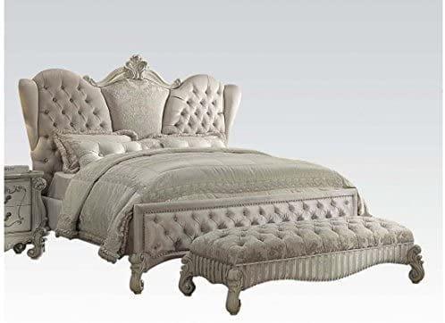 Versailles Queen Bed Ivory Velvet & Bone White - Image 4