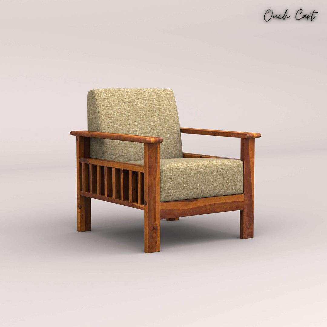 EDWIN 3+1+1 WOODEN SOFA SET (HONEY FINISH) - Image 4