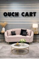 Velvet Curved Sofa Toss Pillow Included