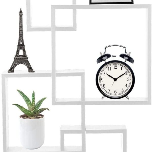 Wooden Wall Shelf for Living Room Stylish | Hanging Book Rack Organizer | Floating Display Showpiece Organizer (Set of 4 Cubes, Color-White) - 1
