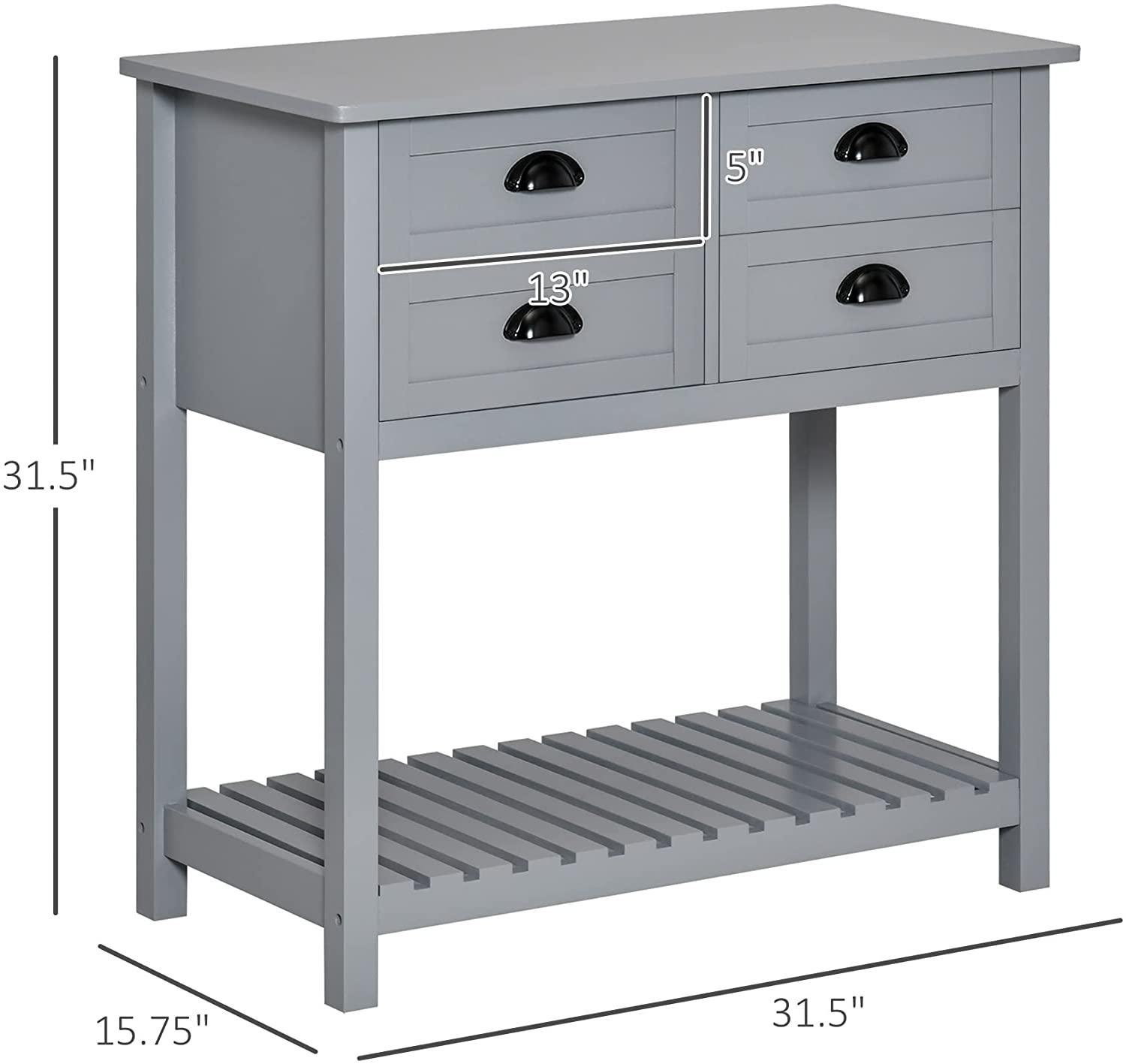 Sideboard Buffet Cabinet, Storage Serving Console Table with 4 Drawers and Slatted Bottom Shelf for Kitchen, Living Room - Variant 1 - Image 3