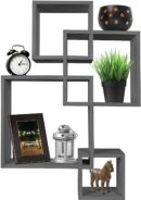 Wooden Wall Shelf for Living Room Stylish | Hanging Book Rack Organizer | Floating Display Showpiece Organizer (Set of 4 Cubes, Color- Grey) - 1