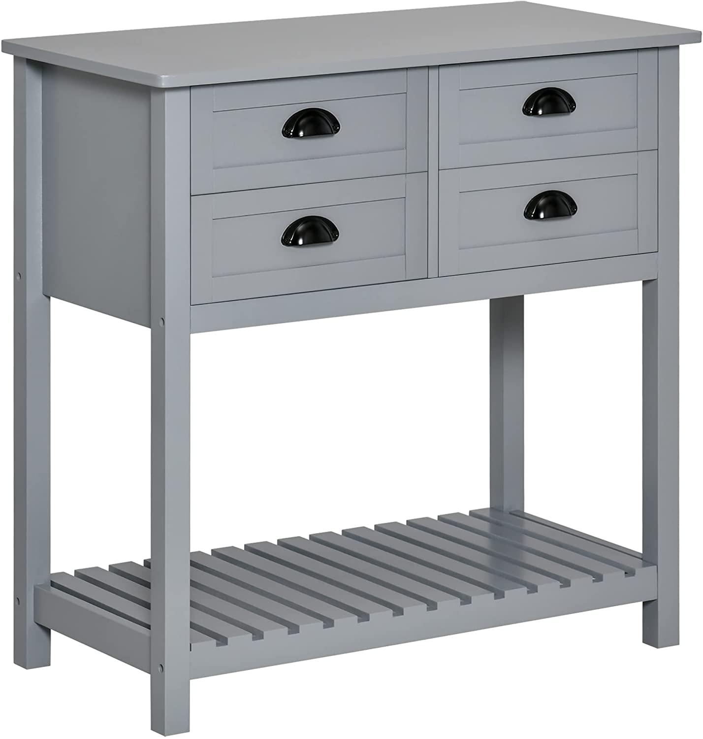 Sideboard Buffet Cabinet, Storage Serving Console Table with 4 Drawers and Slatted Bottom Shelf for Kitchen, Living Room - Variant 1 - Image 2