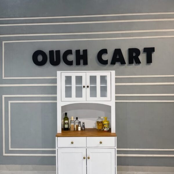 Buffet Cabinet with Hutch Kitchen Pantry Storage Cabinet White Sideboard for Kitchen Storage Microwave Cabinet with Storage, 4 Doors, 2 Adjustable Shelves & 1 Drawers - Variant 1