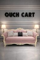French-style carved pink sofa