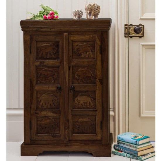 sheesham Wood Storage gajraj Cabinet 60x35x90 CM | Book Storage | Sideboard (Walnut Finish) - Variant 1