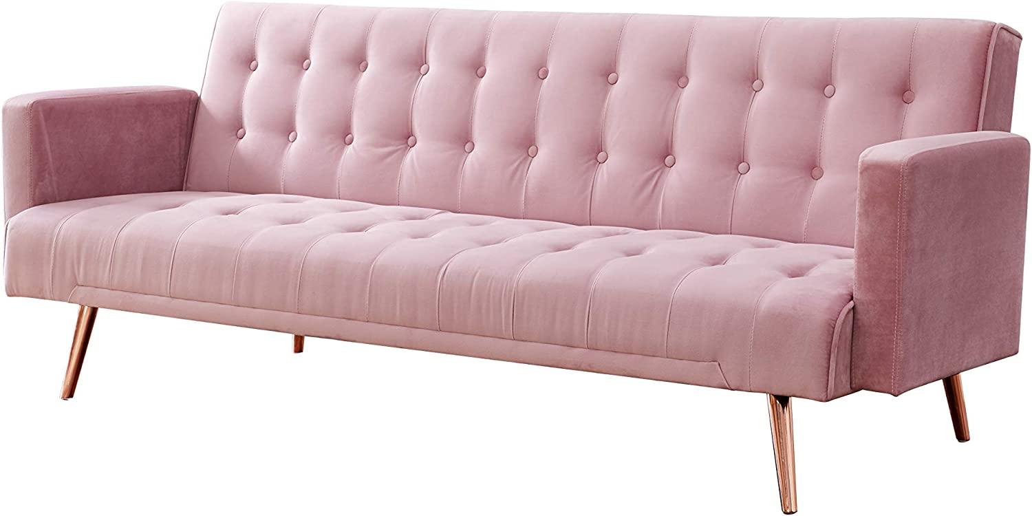 Velvet Three Seater Sofa Bed Golden Finish Legs - Image 2
