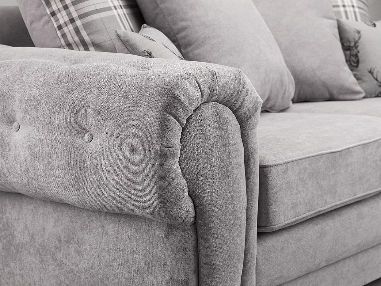 Corner Sofa - Verona - Soft Grey Fabric - Scatterback Cushions(Grey, 2C2 Large Corner) - Image 5