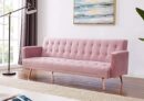 Velvet Three Seater Sofa Bed Golden Finish Legs