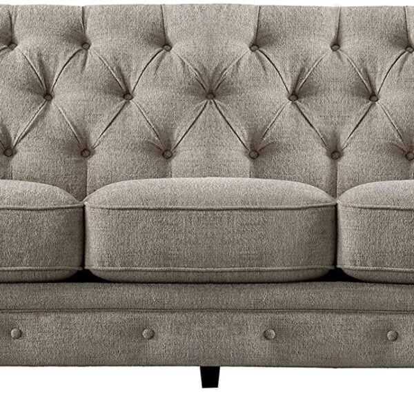 Mid-Century Chesterfield Chenille Tufted Sofa with Scroll Arms for Living Room Bedroom, Couch