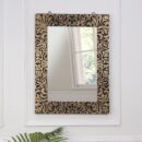 Wood Handcrafted Wall Mirror for Bedroom, Home Decor, Living Room, Bathroom, 59 X 43 2.5 Cm (Gold) - 1