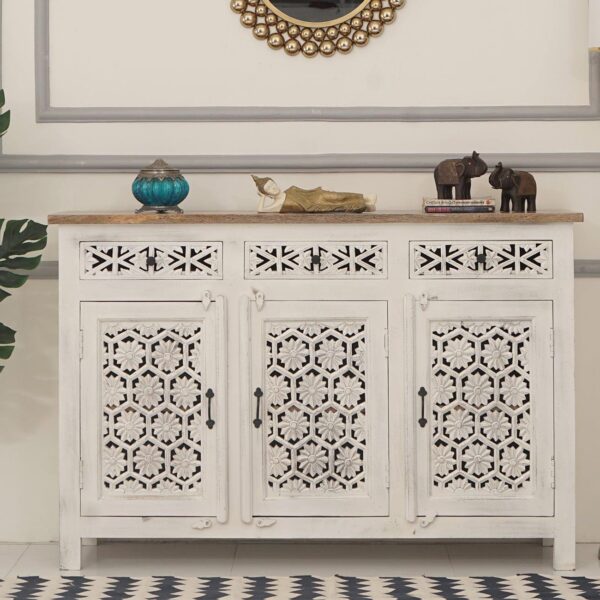 Joyce 3 Door Cabinets and Sideboard (White Finish) - Variant 1