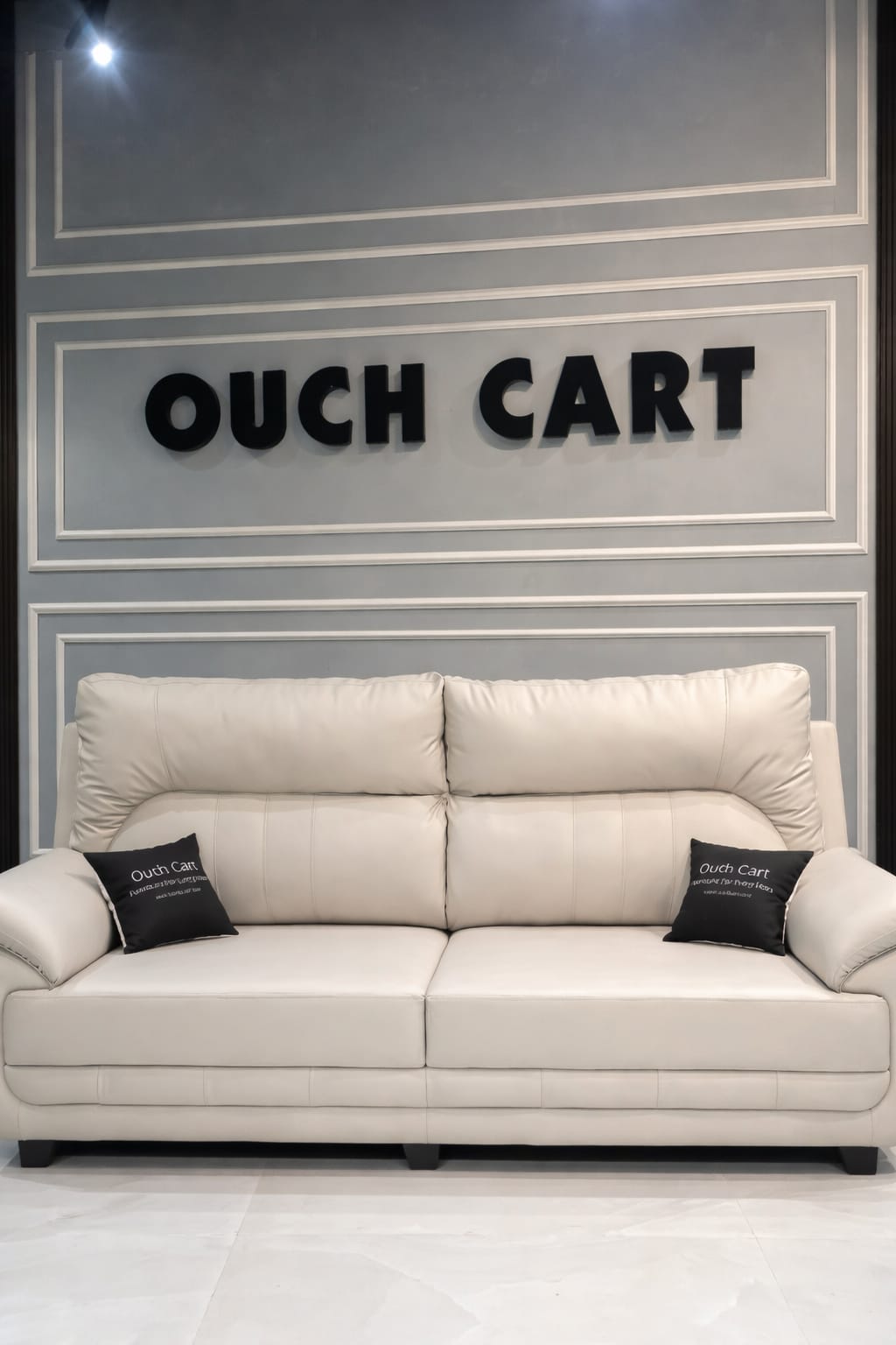 Leather 3 Seater Sofa in Cream Colour - Image 2