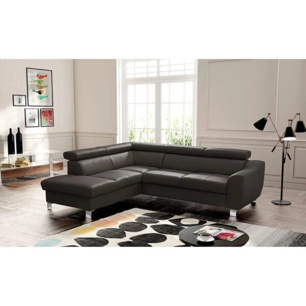 Avaiya Leather Corner Sofa with Ottoman
