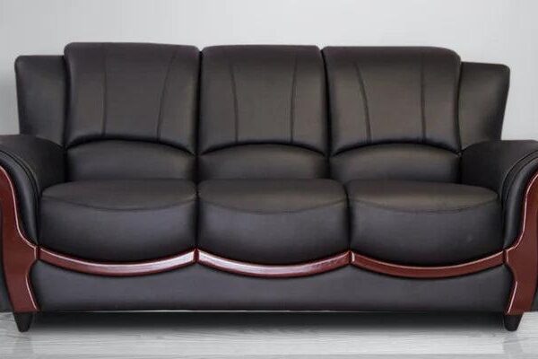 Leatherette 3 Seater Sofa in Eerie Black Colour