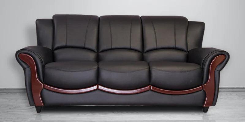 Leatherette 3 Seater Sofa in Eerie Black Colour