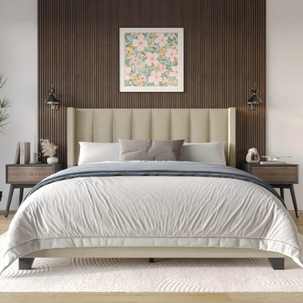 Batholo Upholstered Wingback Bed