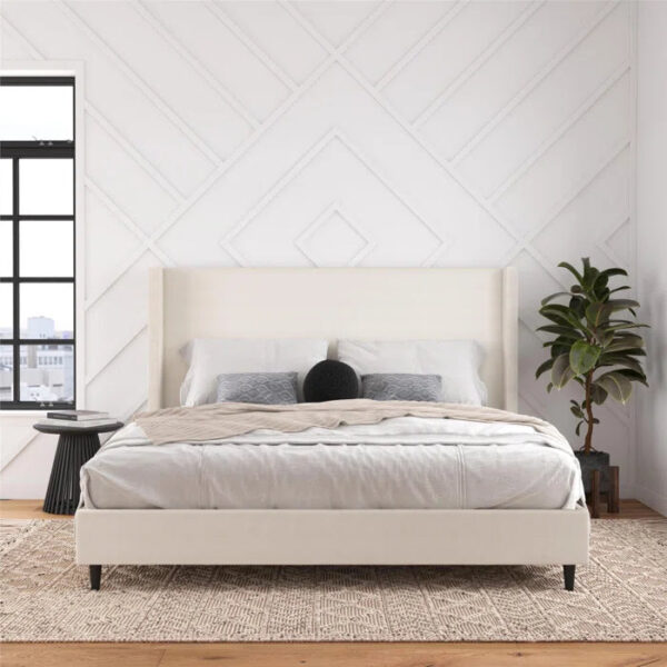 Birzer King Upholstered Wingback Bed