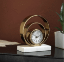 Rings Of Saturn Desk Clock in Marble & Gold Finish - 1