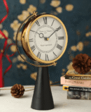 Black Wood's Pedestal Clock in Reflective Gold - 1