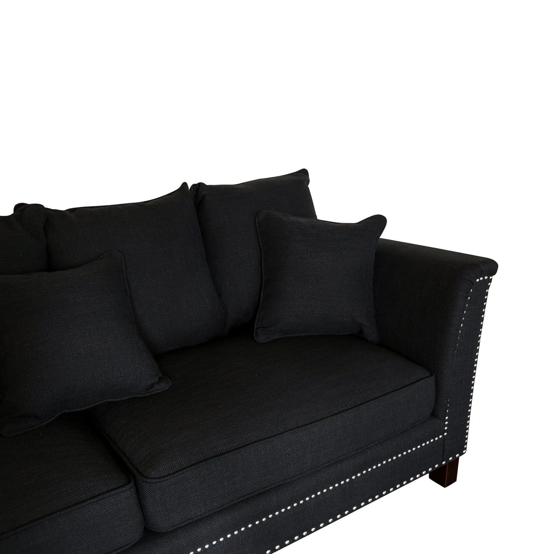 MANHATTAN 3 SEATER FABRIC SOFA BLACK COLOUR - Image 6