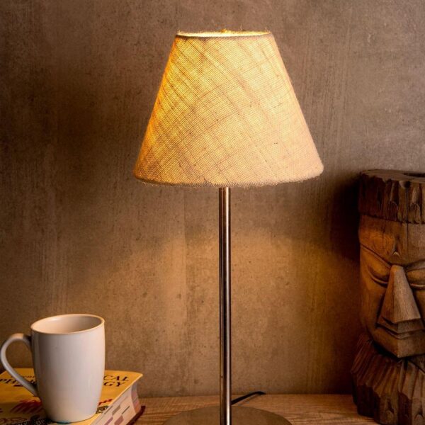 Metal Table Lamp with White Jute Shade - 1