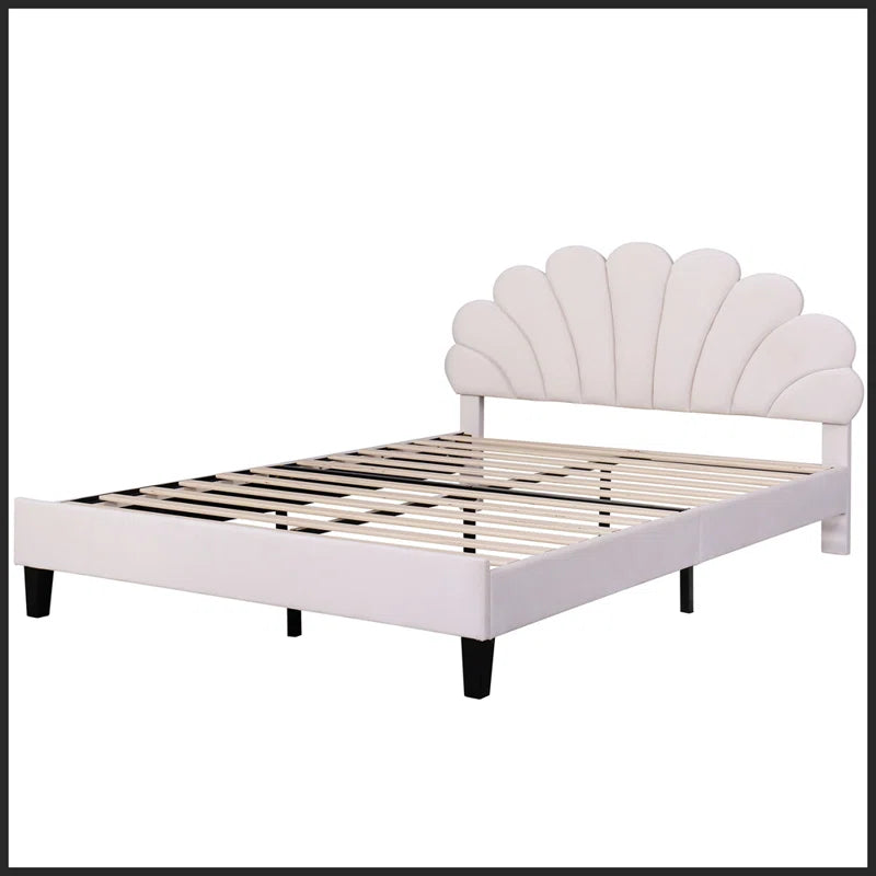 Feehley Upholstered Platform Bed with Flower Pattern Velvet Headboard - Image 4