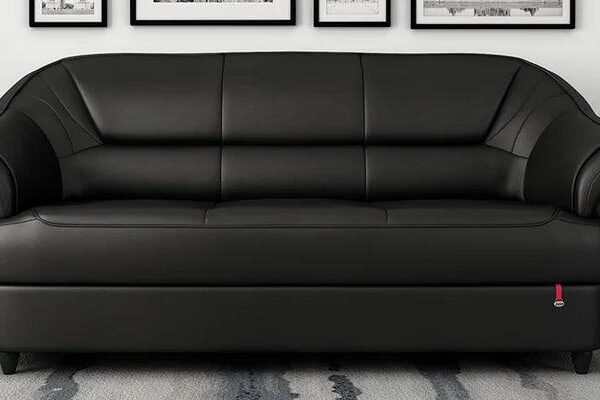 Leatherette 3 Seater Sofa in Black Colour