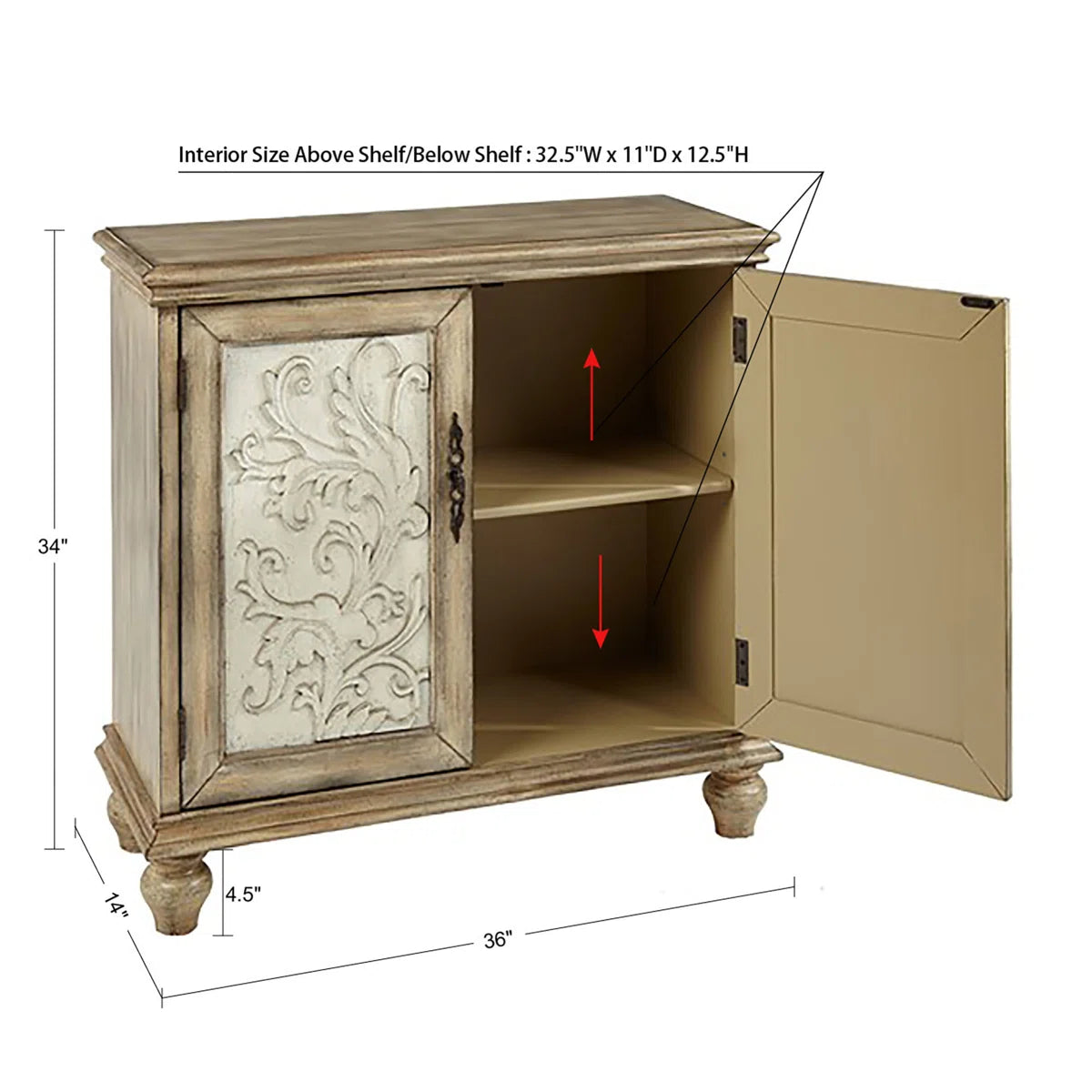 Liza 2-Door Carved Wood Storage Cabinet - Variant 1 - Image 3