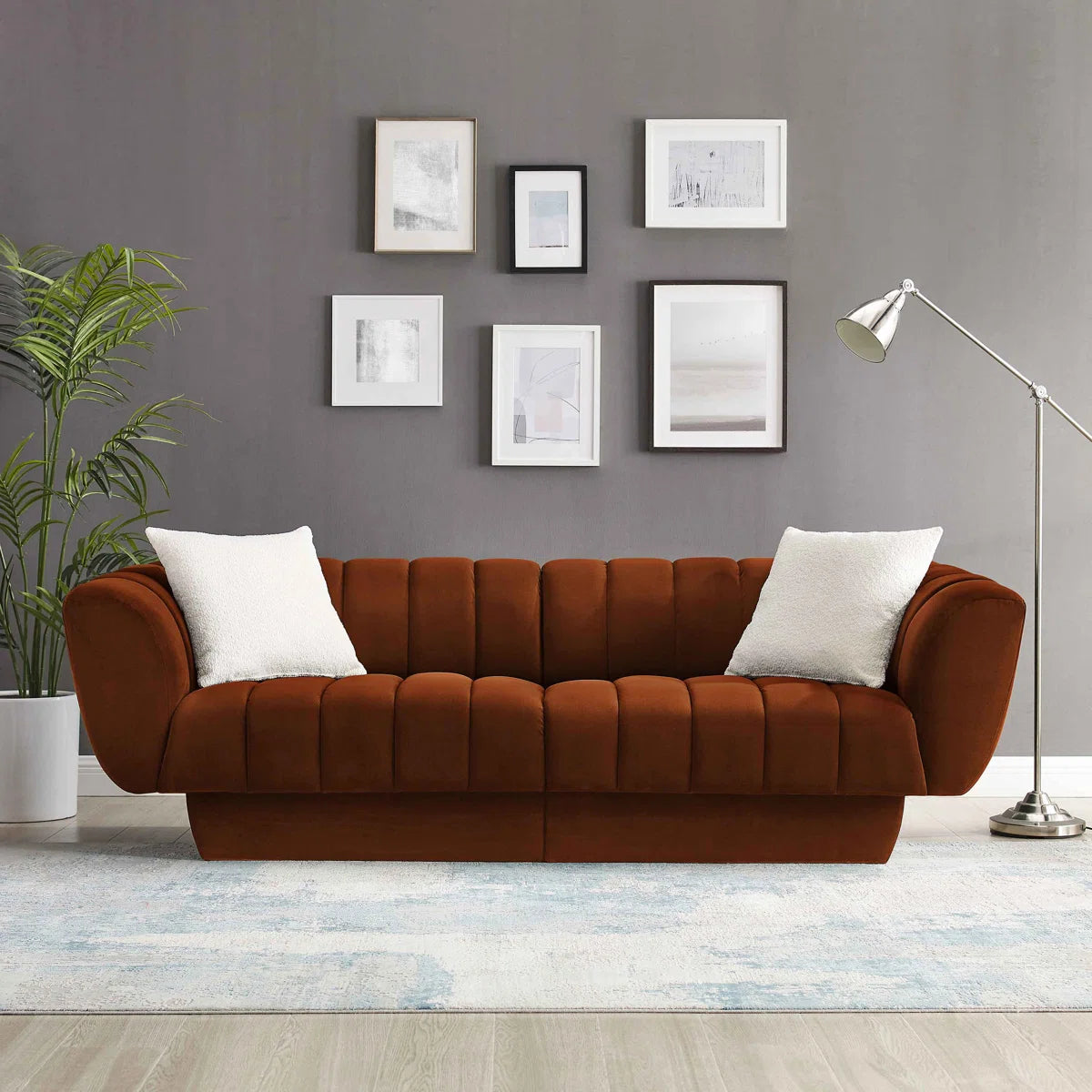 Modern Sofa Couch with Pillows – Minimore Lefferts Contemporary 3-Seater Living Room Sofa