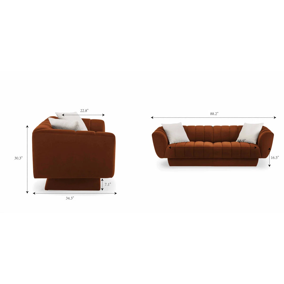 Modern Sofa Couch with Pillows – Minimore Lefferts Contemporary 3-Seater Living Room Sofa - Image 3
