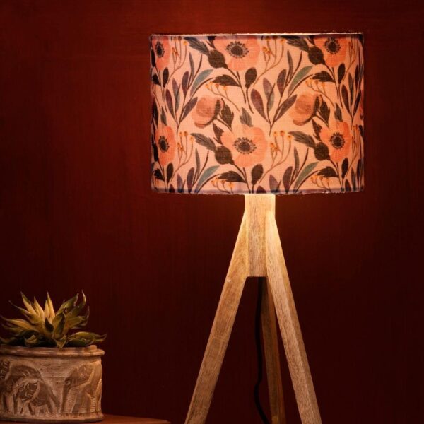 Pink Flower Trio Wooden Lamp - 1