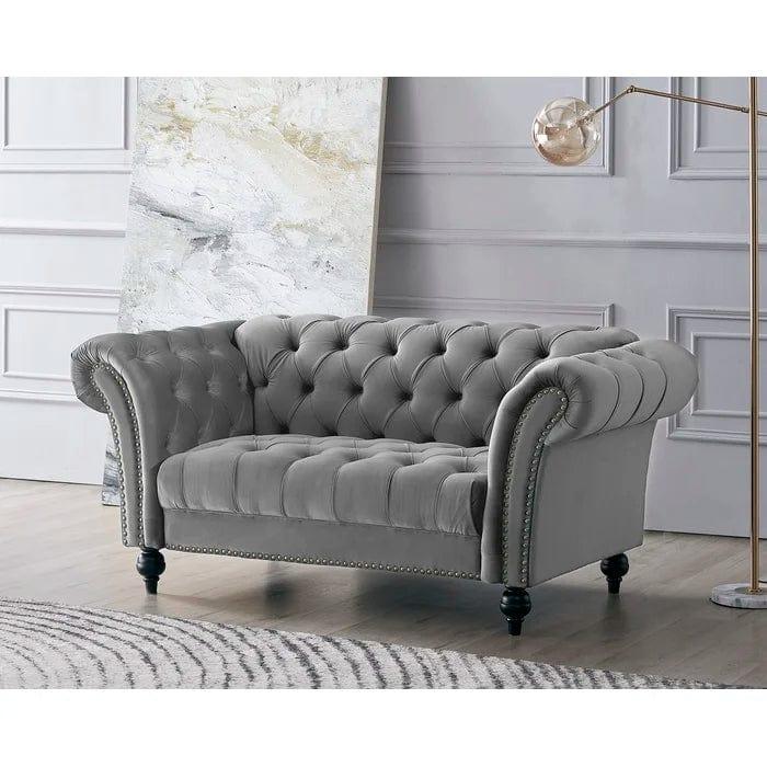 Mayfair Grey 2 Seater Chesterfield Sofa - Image 8
