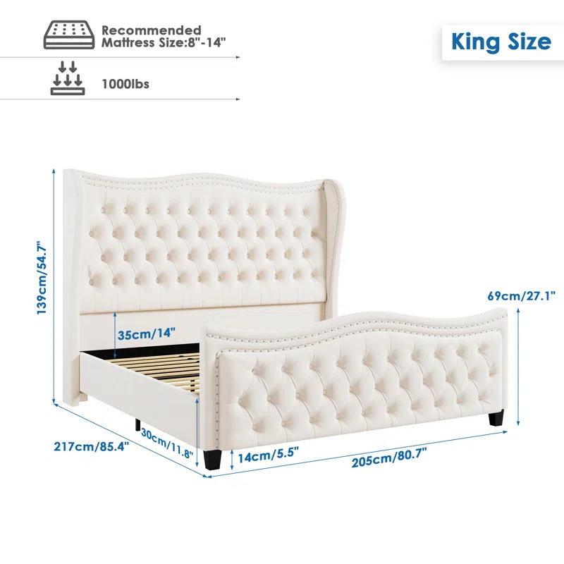 Metter Upholstered Wingback Bed for Ultimate Comfort and Style - Image 11