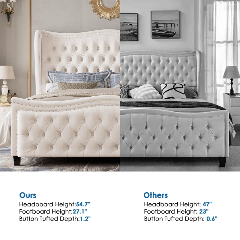 Metter Upholstered Wingback Bed for Ultimate Comfort and Style - Image 12