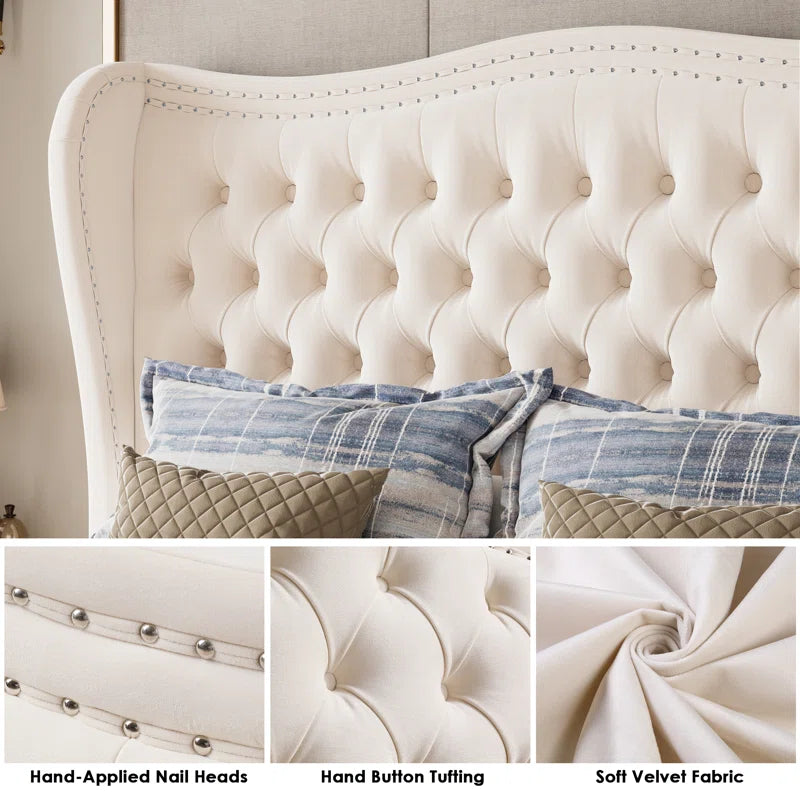 Metter Upholstered Wingback Bed for Ultimate Comfort and Style - Image 13