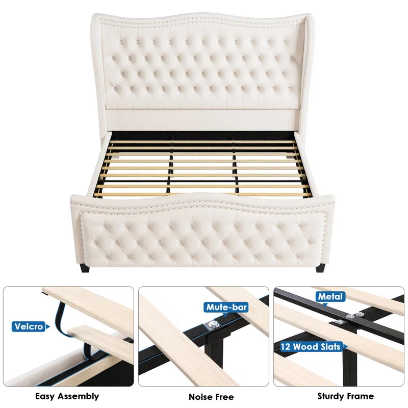 Metter Upholstered Wingback Bed for Ultimate Comfort and Style - Image 14
