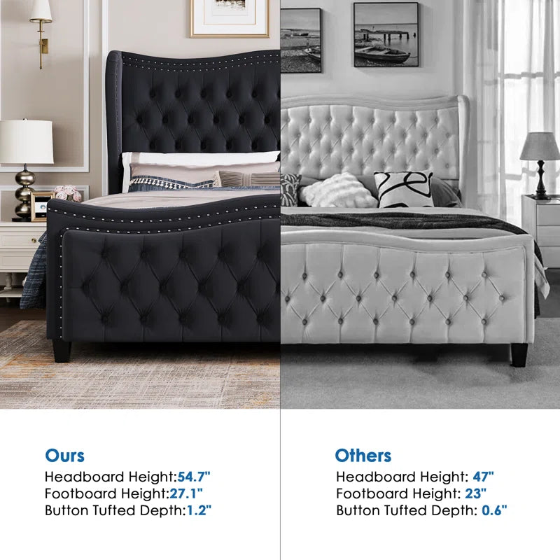 Metter Upholstered Wingback Bed for Ultimate Comfort and Style - Image 7