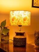 Wooden Carved Lamp with Birdy Multicolor Shade - 1