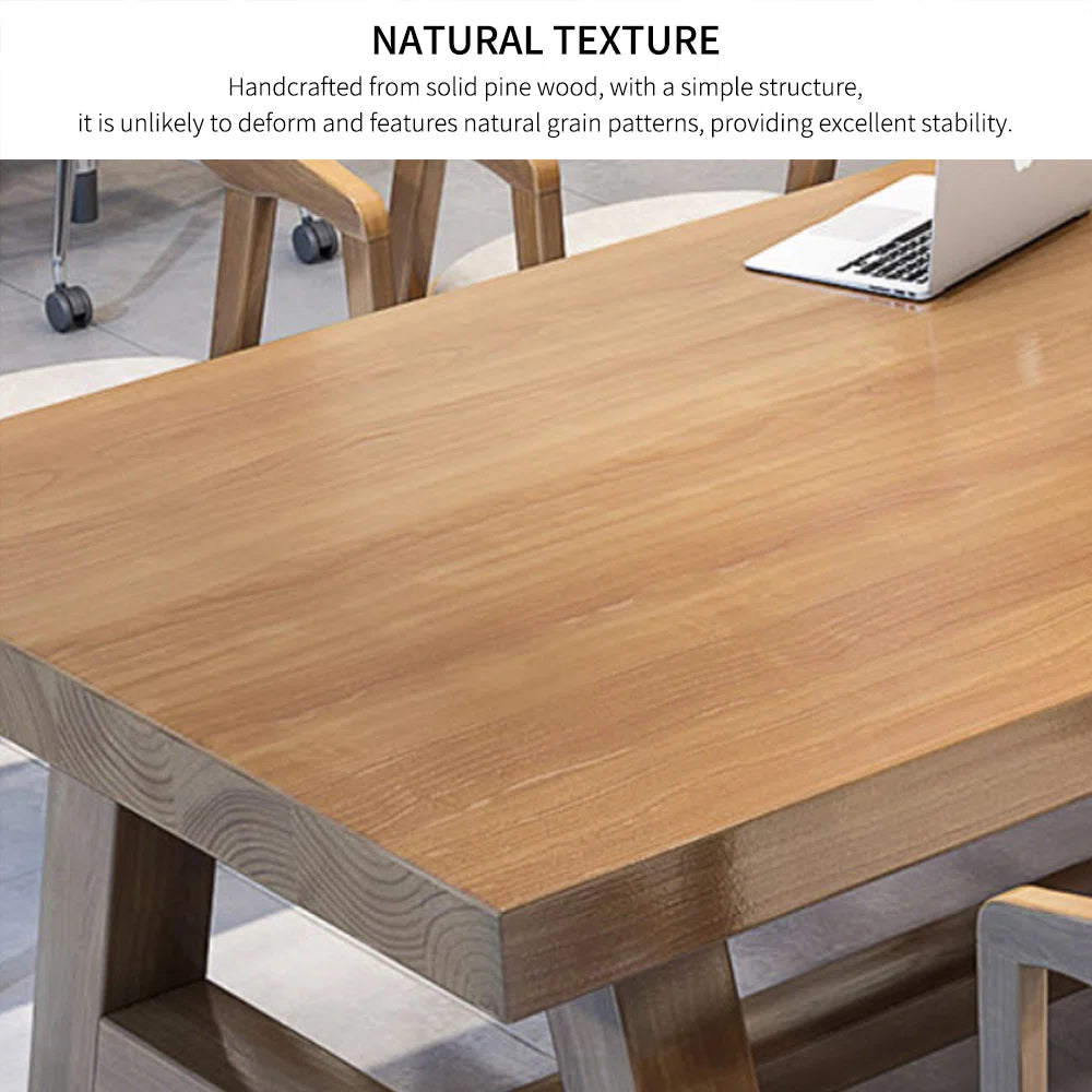 Nut-brown Rectangular Solid Wood Conference Table - Image 7