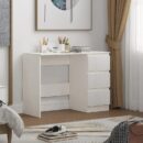 DMAITH Writing Desk with Storage, White Secretary Desk for Home Office, Computer Desk with Drawres, Vanity Desk for Bedroom